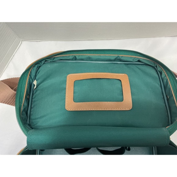 Jaguar Vintage Travel Vanity Case Forest Green Canvas Makeup Train Bag Brown Tri - Picture 5 of 13